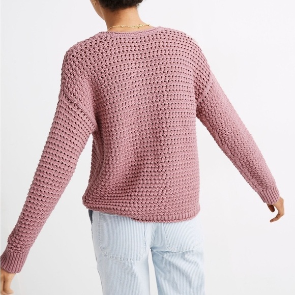 MADEWELL Open-Stitch Austen Pullover Sweater Berry Pink Coastal Beachy Size XS - Picture 6 of 11